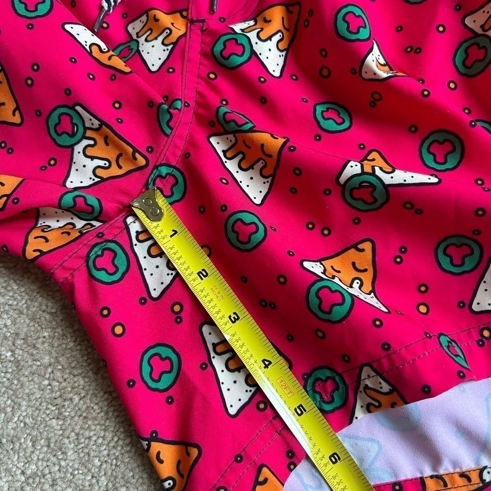 Men’s Swim Trunks Size Large T Fox Brand Pizza Novelty Shorts Pockets Eclectic - Picture 3 of 5